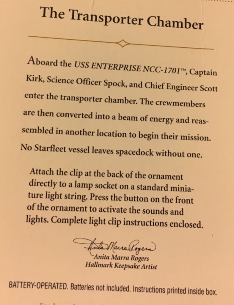 The Transporter Chamber - Star Trek (Star Trek) ornament collectible [Barcode 015012915792] - Main Image 2
