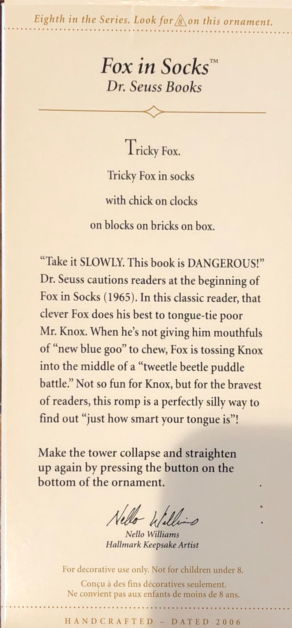 Fox In Socks - Dr. Seuss Books (Books) ornament collectible [Barcode 015012915877] - Main Image 3