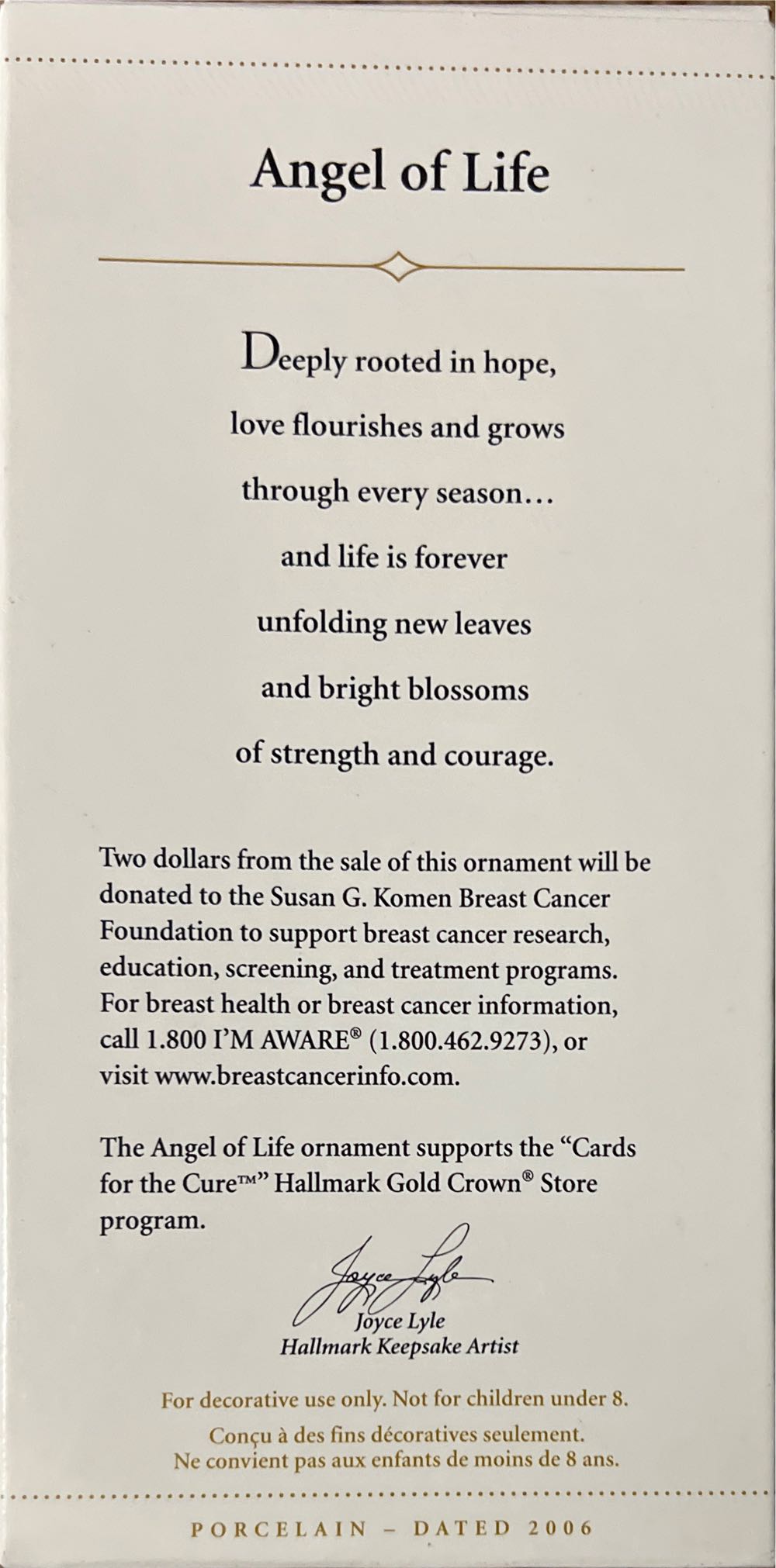 Angel Of Life - Susan G. Komen (Angels) ornament collectible [Barcode 015012917642] - Main Image 2