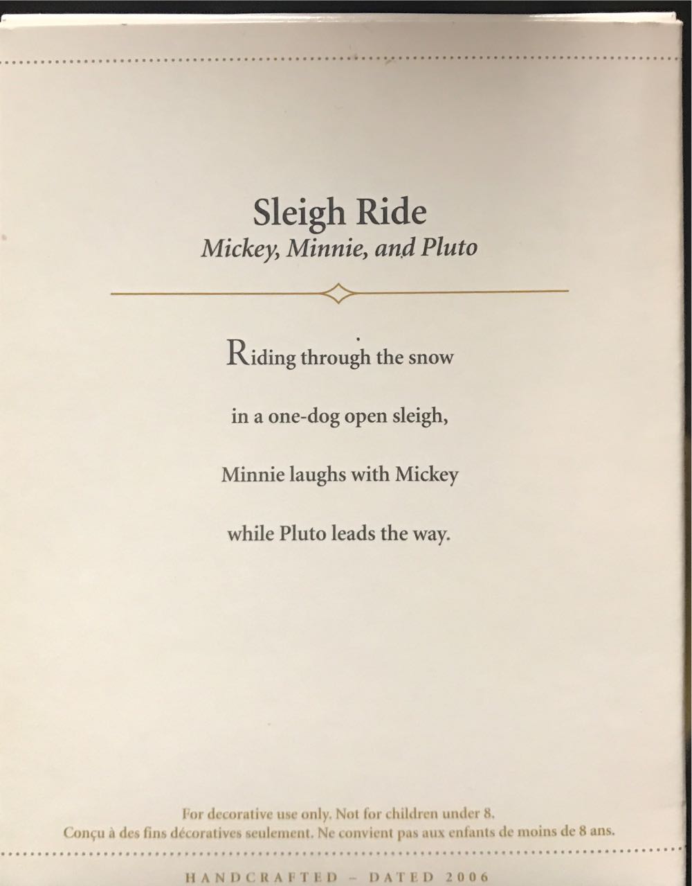 Disney Mickey, Minnie & Pluto Sleigh Ride - Disney Mickey and Friends (Mickey, Minnie And Pluto) ornament collectible [Barcode 015012919875] - Main Image 4