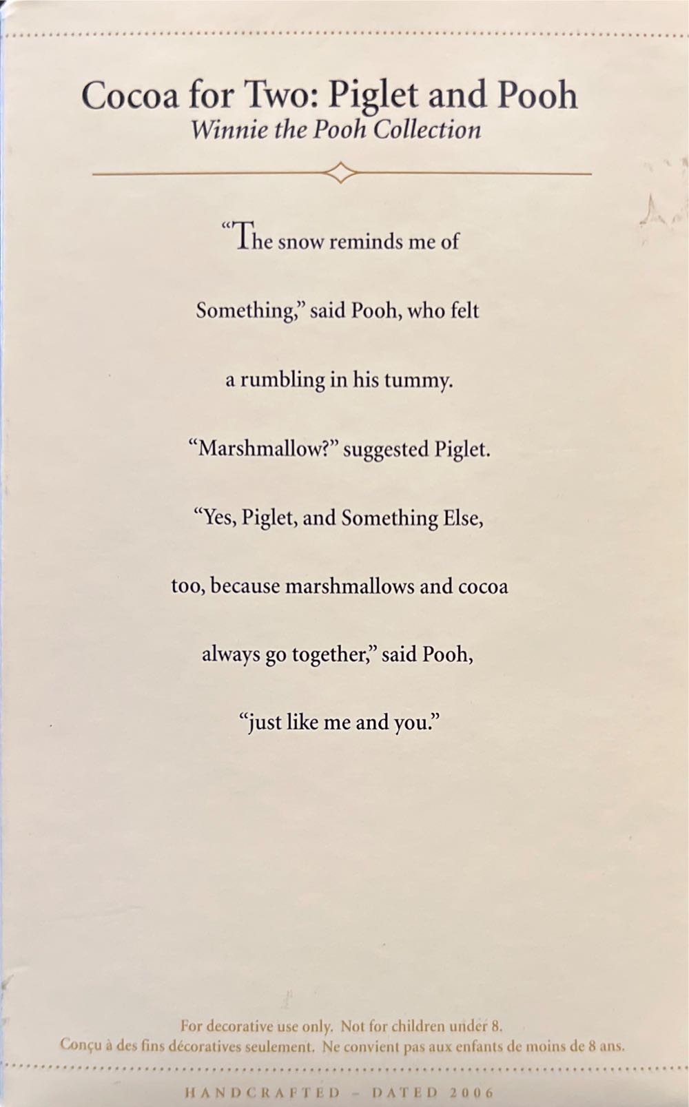 Cocoa For Two: Piglet And Pooh - Winnie the Pooh (Winnie the Pooh) ornament collectible [Barcode 015012927078] - Main Image 3