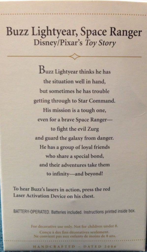 Toy Story: Buzz Lightyear, Space Ranger - Disney • Pixar Toy Story (Disney) ornament collectible [Barcode 015012927160] - Main Image 2