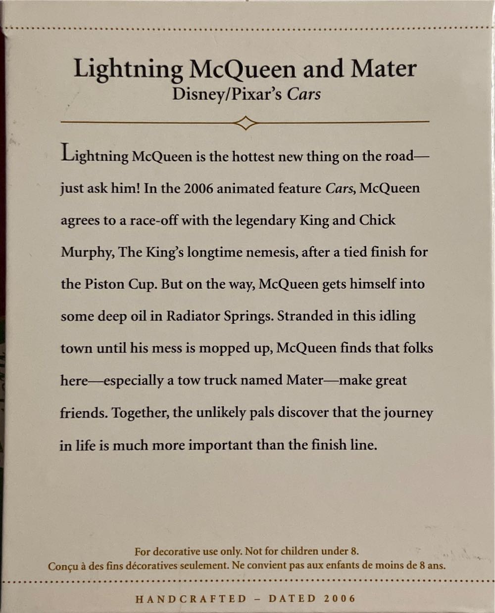 Lightning McQueen and Mater - Disney • Pixar Cars (Pixar) ornament collectible [Barcode 015012938975] - Main Image 2