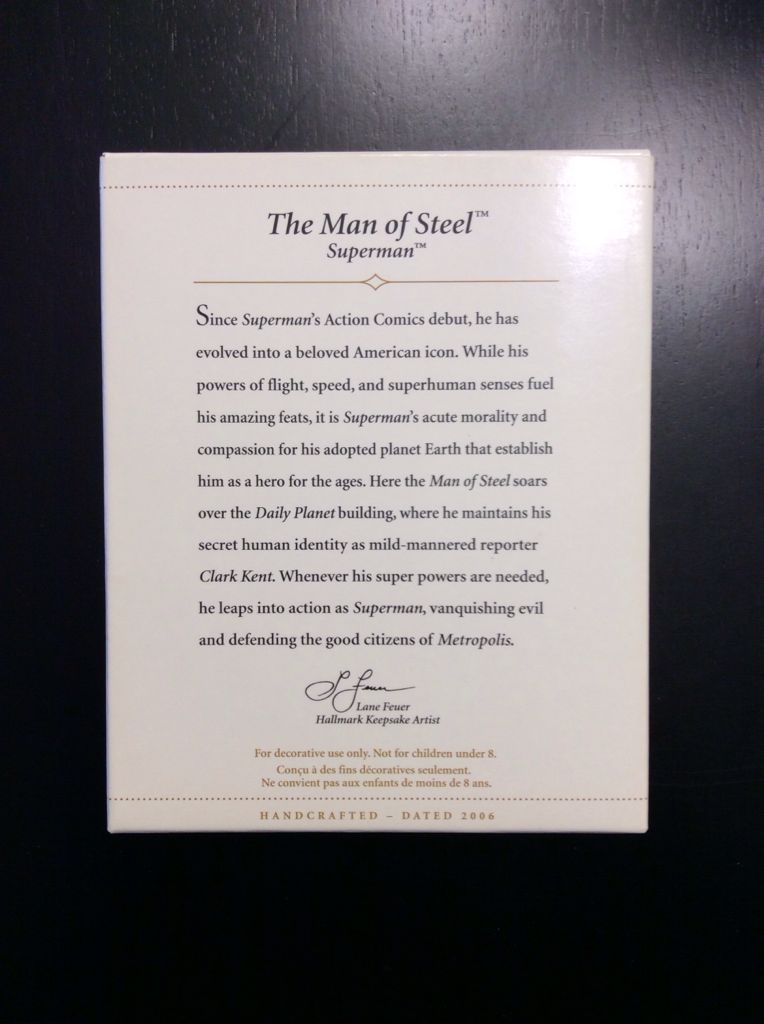 The Man Of Steel - Superman (Comics/ Marvel/ DC) ornament collectible [Barcode 015012941227] - Main Image 2