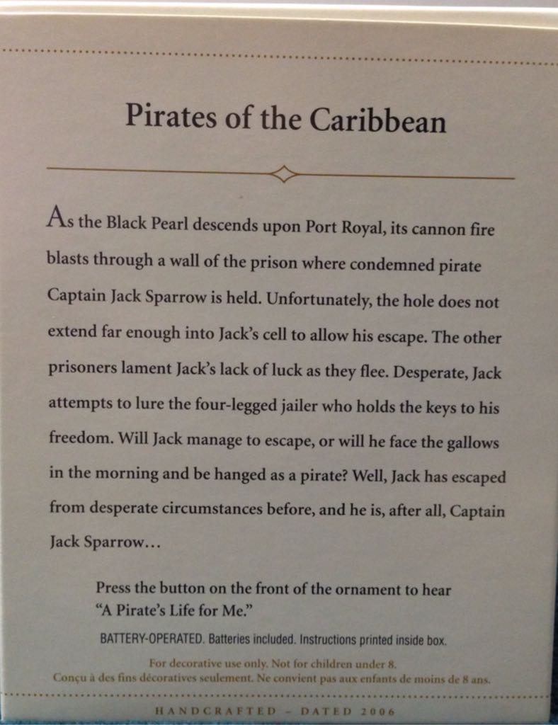 Pirates Of The Caribbean - Pirates Of The Caribbean (Movies) ornament collectible [Barcode 015012941814] - Main Image 2