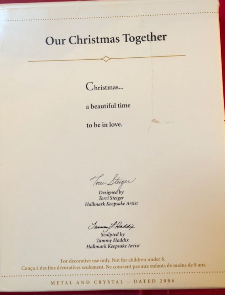 Our Christmas Together  ornament collectible [Barcode 015012943641] - Main Image 2