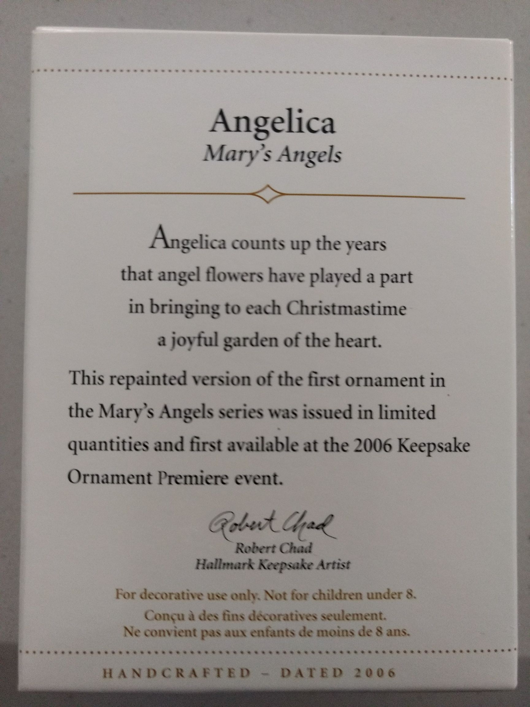 Mary’s Angels #1 Angelica (Repaint) (2006) - Mary’s Angels (Angels) ornament collectible [Barcode 015012948486] - Main Image 2