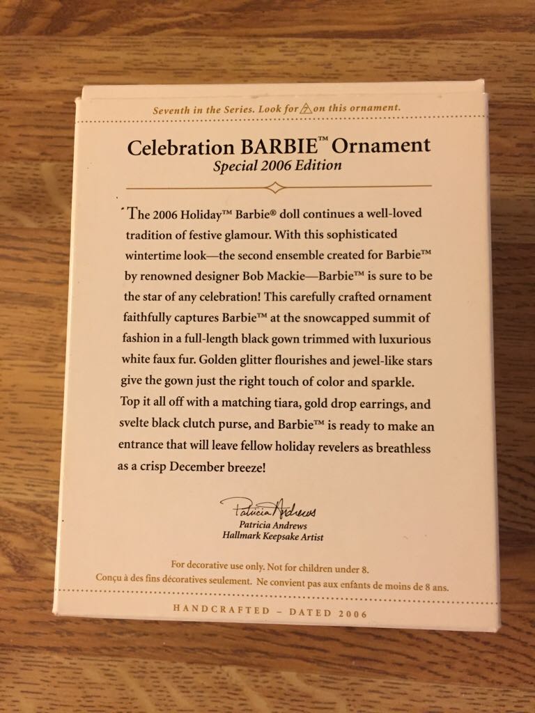 Barbie Celebration #7 2006 - Celebration Barbie Ornament Series (Holiday Barbie) ornament collectible [Barcode 015012957860] - Main Image 2