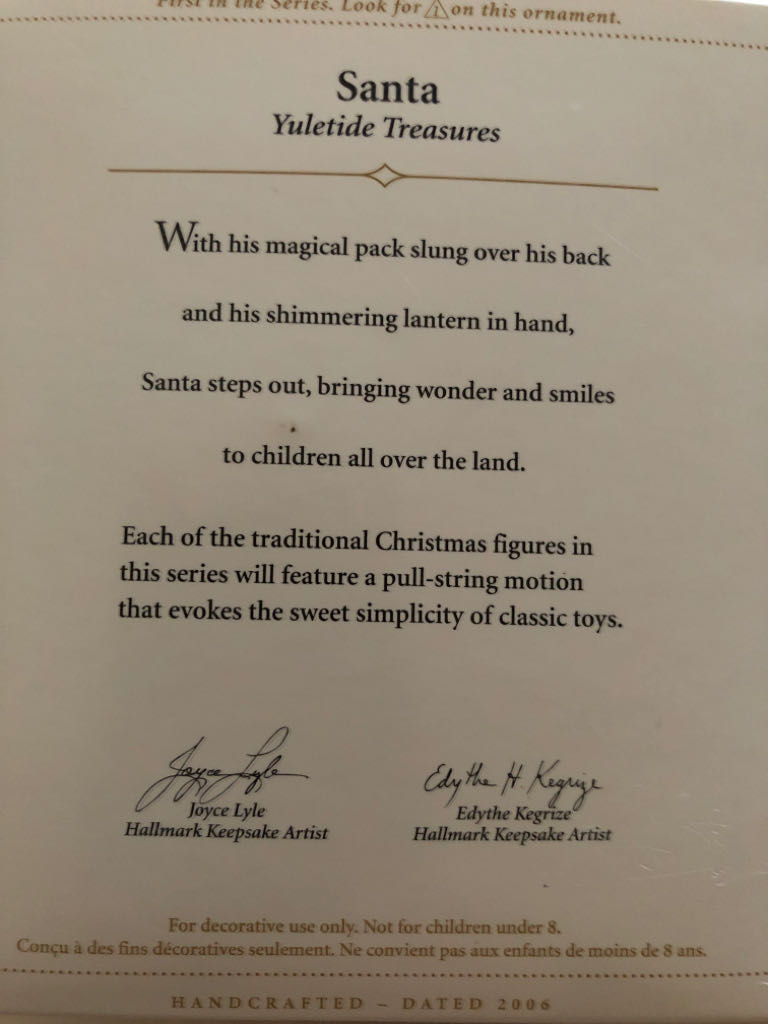 Santa - Yuletide Treasures (Yuletide Treasures) ornament collectible [Barcode 015012958027] - Main Image 2