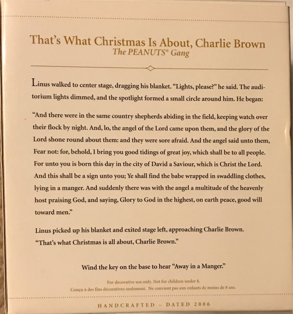 That’s What Christmas Is About, Charlie Brown - Peanuts Tabletop (Peanuts) ornament collectible [Barcode 015012958553] - Main Image 2