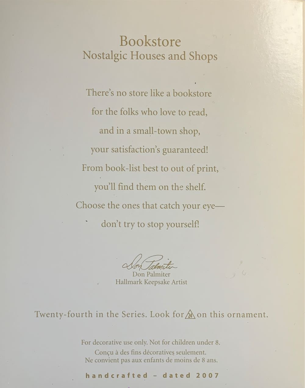 NH#24 - Bookstore  - Nostalgic Houses & Shops (Collectible Series) ornament collectible [Barcode 015012975314] - Main Image 2