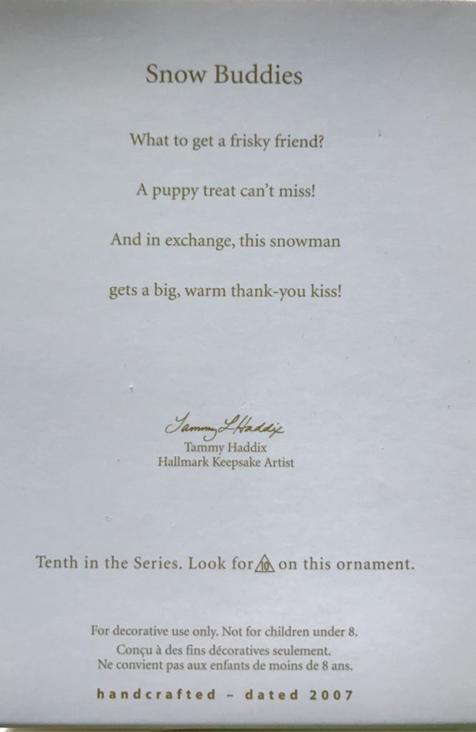 Snow Buddies 2007 - 10th In The Series (Snow Buddies) ornament collectible [Barcode 015012975321] - Main Image 2