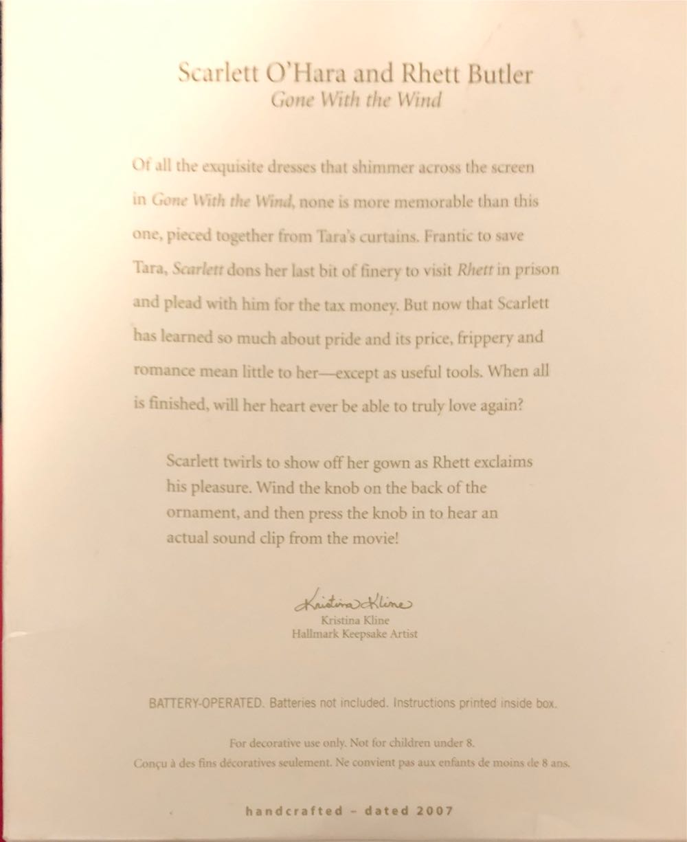 Scarlett O’Hara And Rhett Butler - Gone With The Wind (Gone With The Wind) ornament collectible [Barcode 015012975437] - Main Image 2