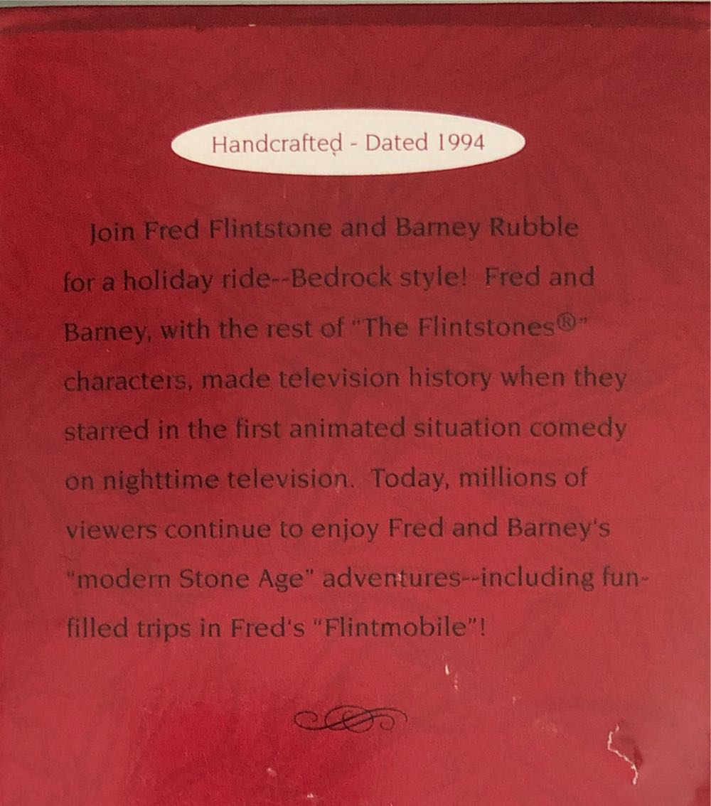 Fred and Barney - Keepsake Ornament (Flintstones / Pop Culture Collection) (The Flintstones; cartoon & TV characters; Christmas) ornament collectible [Barcode 015012166507] - Main Image 3