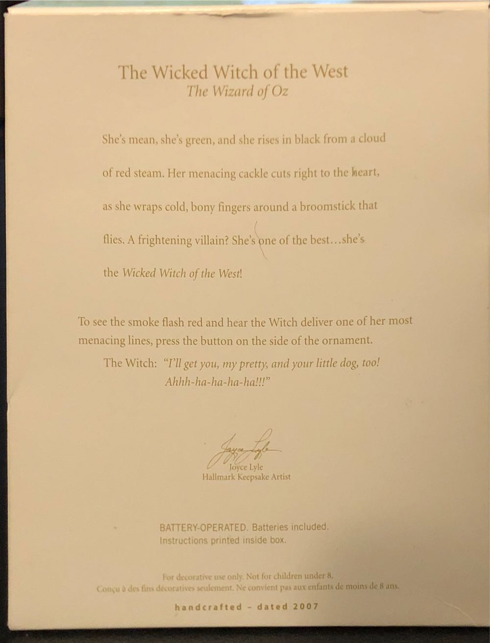 The Wicked Witch Of The West - The Wizard Of Oz (Movie & Television) ornament collectible [Barcode 015012975666] - Main Image 2