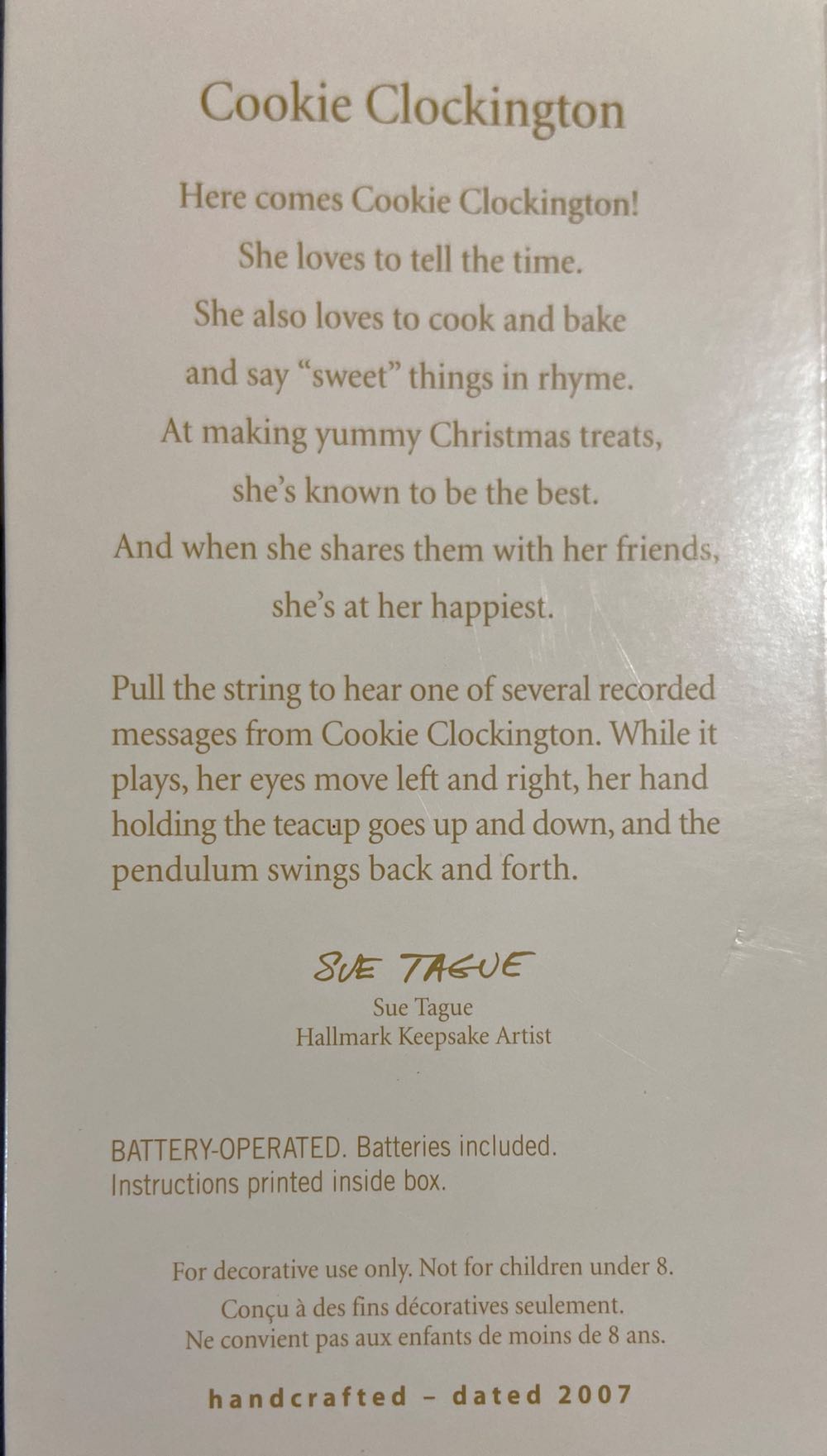 Cookie Clockington - Magic Light, Sound & Pull-string Motion (Keepsake) ornament collectible [Barcode 015012975710] - Main Image 2