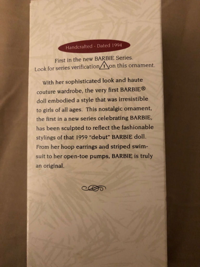 Barbie: Barbie #1 - 1959 Swimsuit - Barbie Nostalgia (Barbie Series) ornament collectible [Barcode 015012166538] - Main Image 2