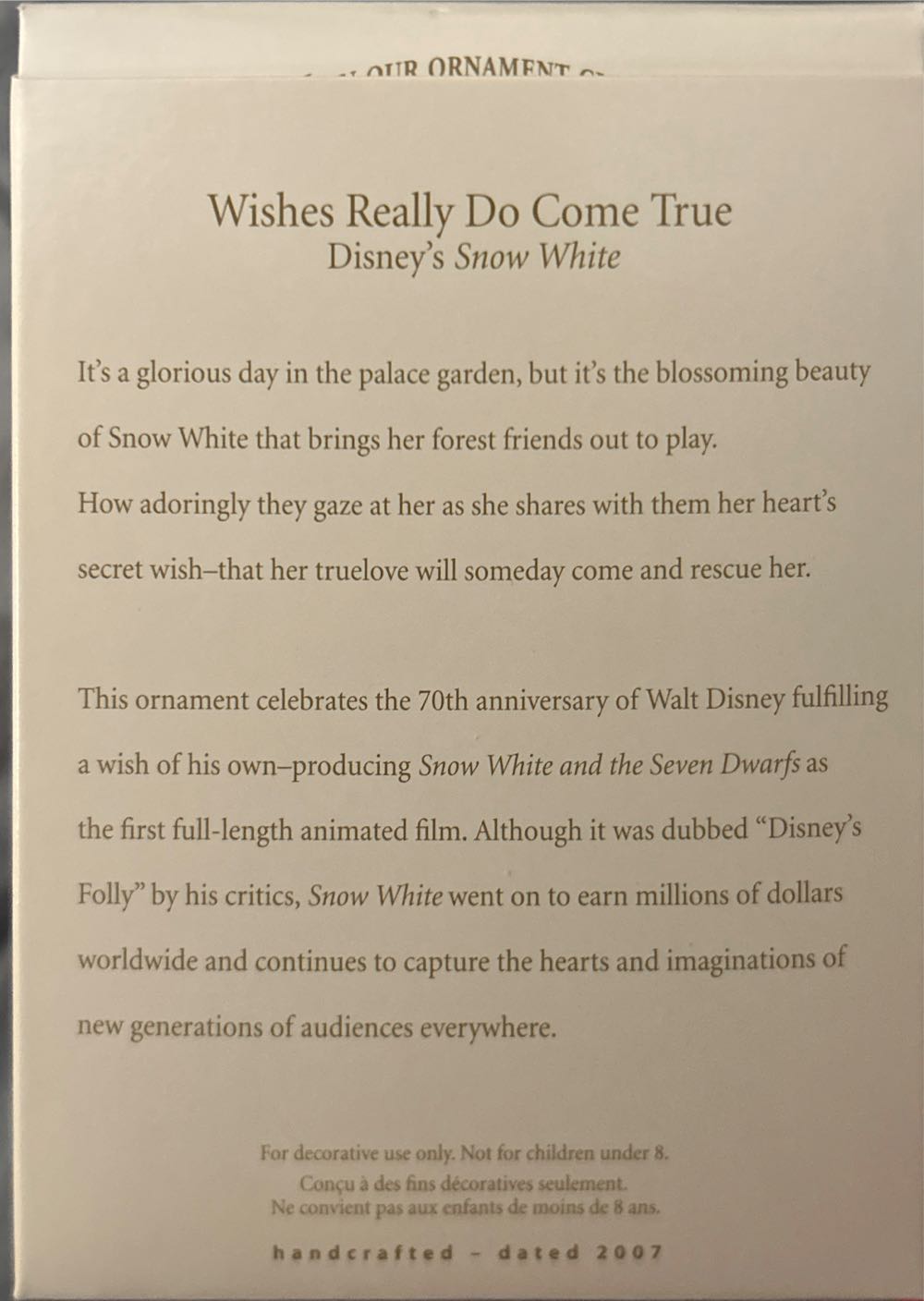 Wishes Really Do Come True - Snow White And The Seven Dwarfs (Disney) ornament collectible [Barcode 015012976571] - Main Image 3