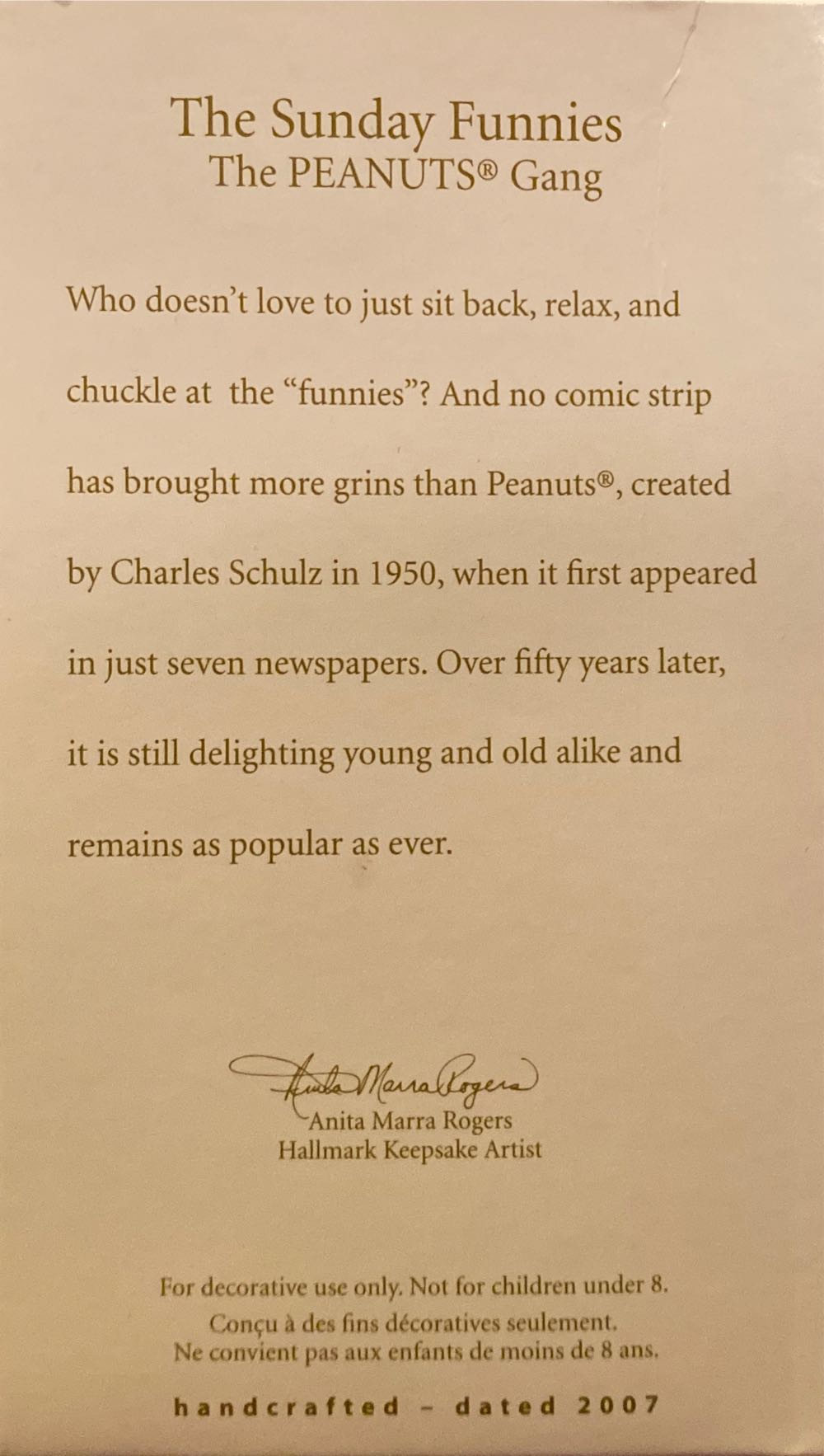 Peanuts, The Sunday Funnies - The Sunday Funnies (The Peanuts Gang) ornament collectible [Barcode 015012978162] - Main Image 2