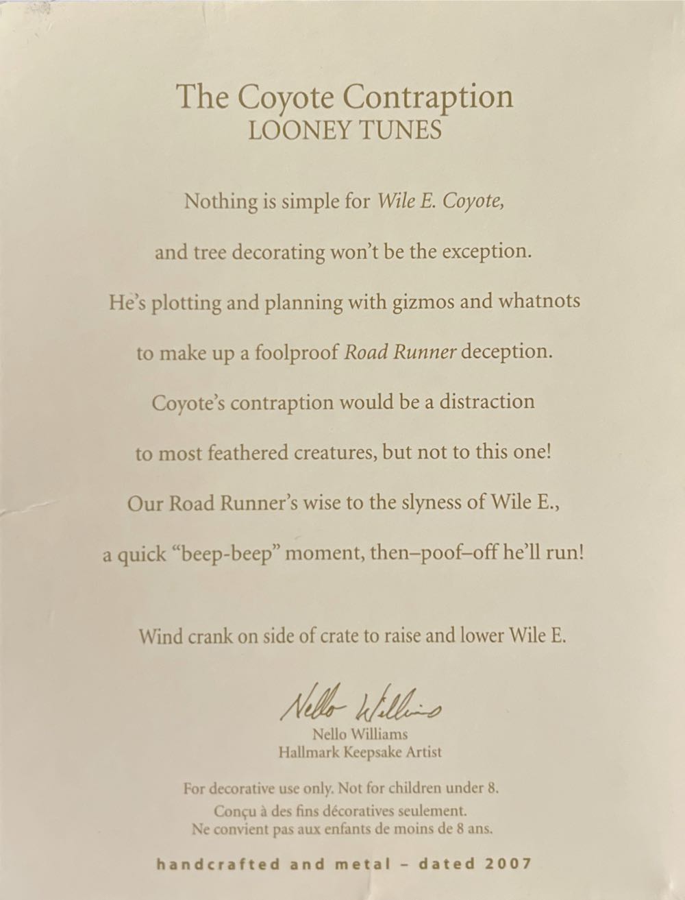 The Coyote Contraption - Looney Toons (Cartoons) ornament collectible [Barcode 015012979428] - Main Image 3