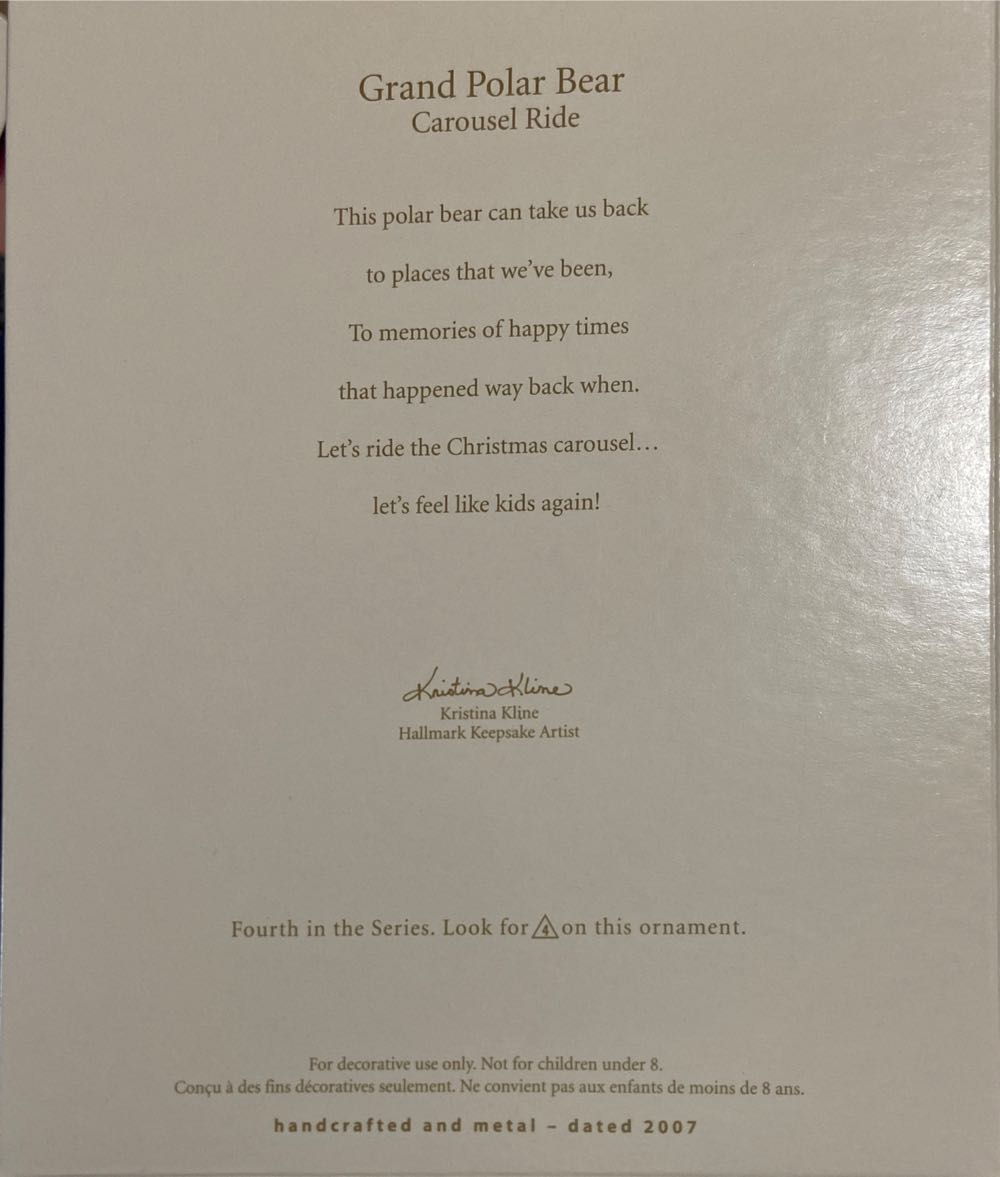 Grand Polar Bear - Carousel Ride (Animals) ornament collectible [Barcode 015012980943] - Main Image 3