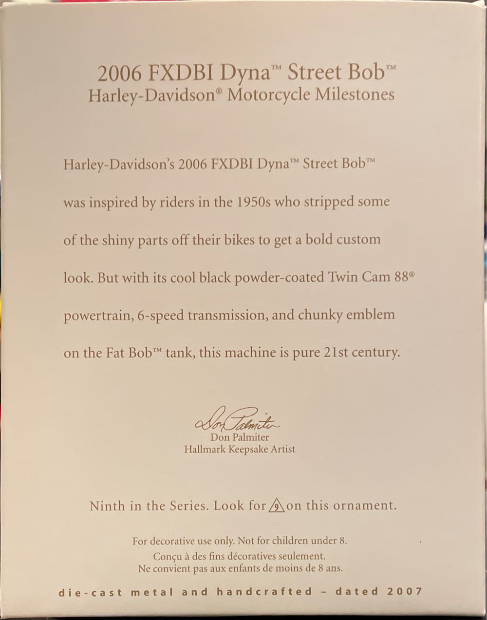 2006 FXDBI Dyna Street Bob #9 - Harley-Davidson Motorcycle Milestones (Harley-Davidson) ornament collectible [Barcode 015012981087] - Main Image 2