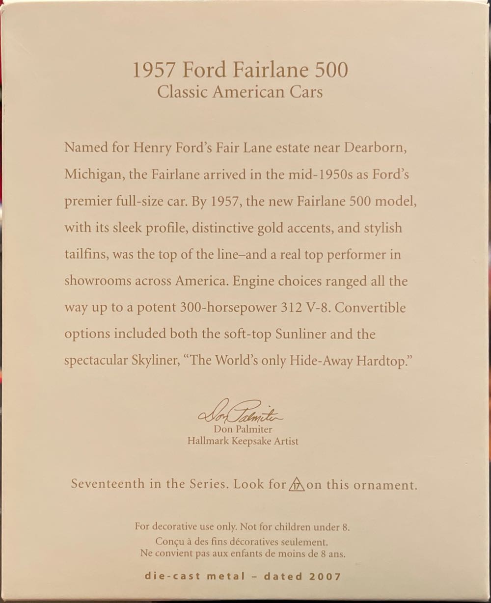 CAC#17 1957 Ford Fairlane 500 #17 - Classic American Cars (Cars) ornament collectible [Barcode 015012981544] - Main Image 2