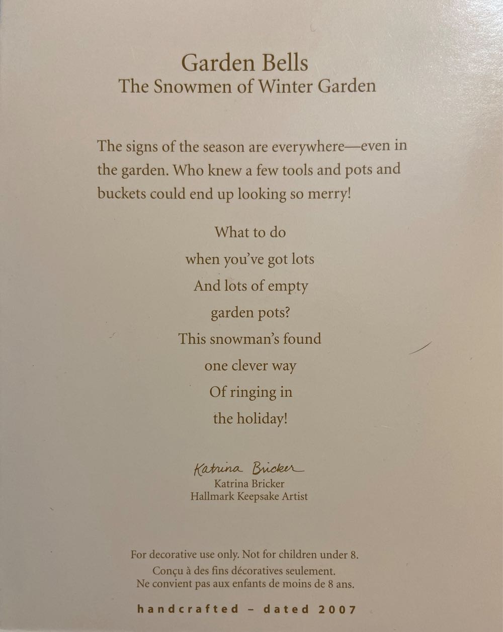 Garden Bells - The Snowmen of Winter Garden (Snowman) ornament collectible [Barcode 015012982282] - Main Image 2