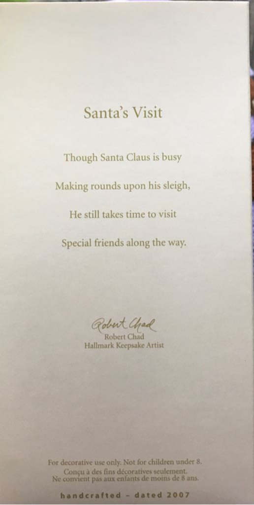 Santa’s Visit - Santa (Santa) ornament collectible [Barcode 015012982473] - Main Image 2