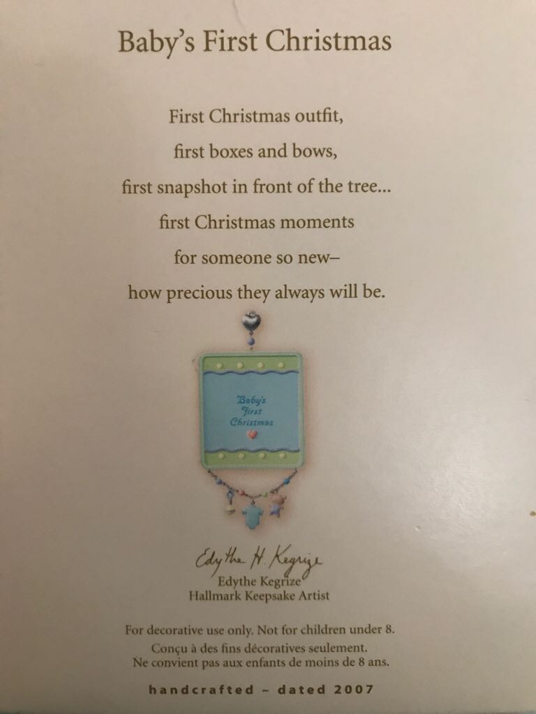 Baby’s First Christmas - Gift From Mom & Dad (Photo Holder) ornament collectible [Barcode 015012982824] - Main Image 2