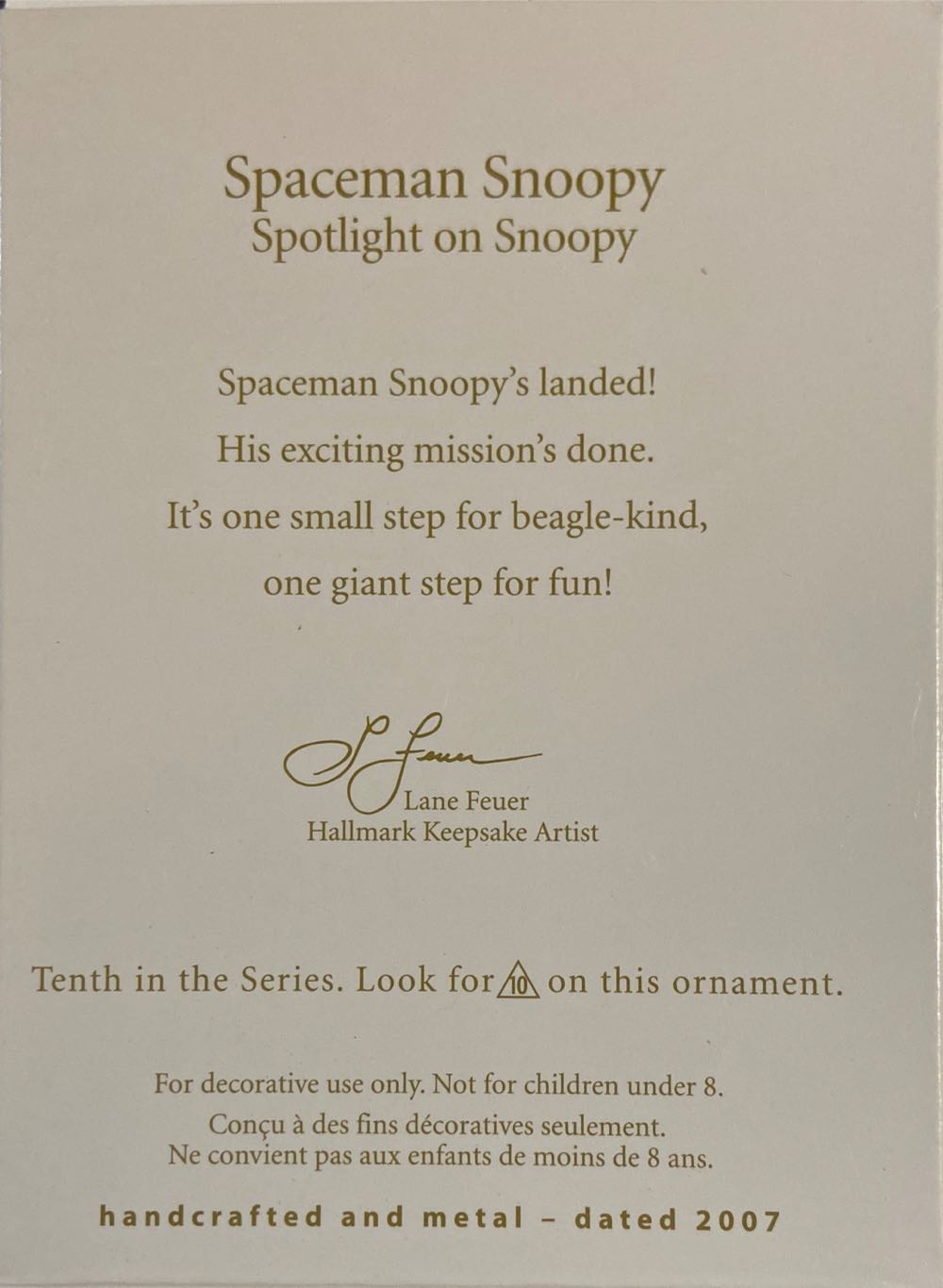 Spaceman Snoopy - 10 - Spotlight On Snoopy (Peanuts) ornament collectible [Barcode 015012984699] - Main Image 3