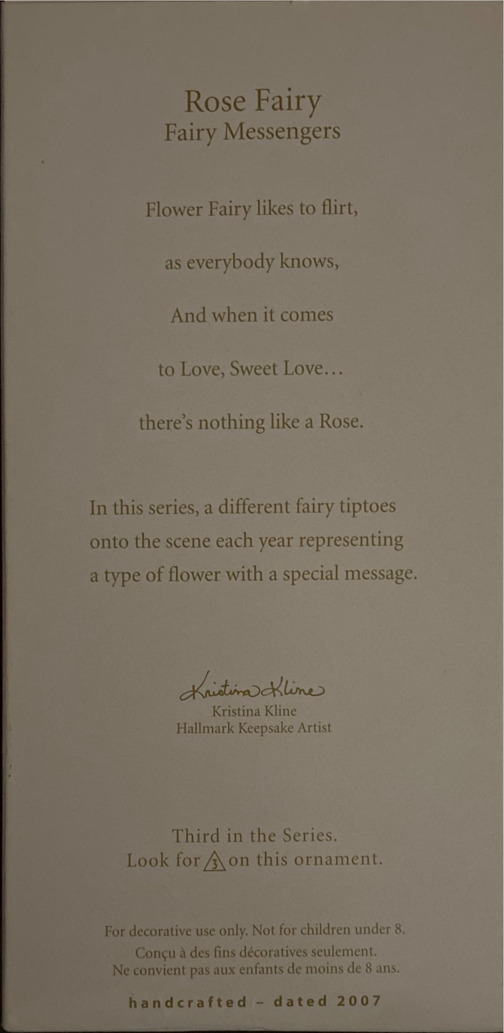 Fairy Messengers 2007 Rose Fairy - Fairy Messengers (Fairy) ornament collectible [Barcode 015012984729] - Main Image 2