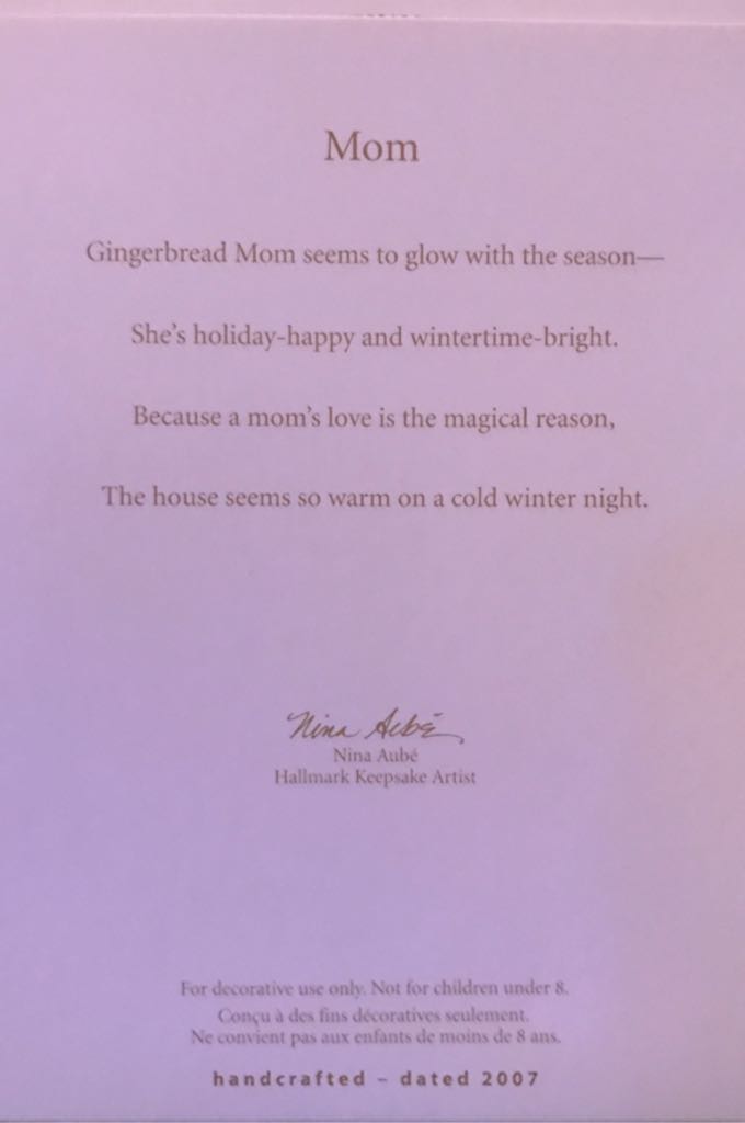 Mom 2007 - Family (Mom) ornament collectible [Barcode 015012984736] - Main Image 2