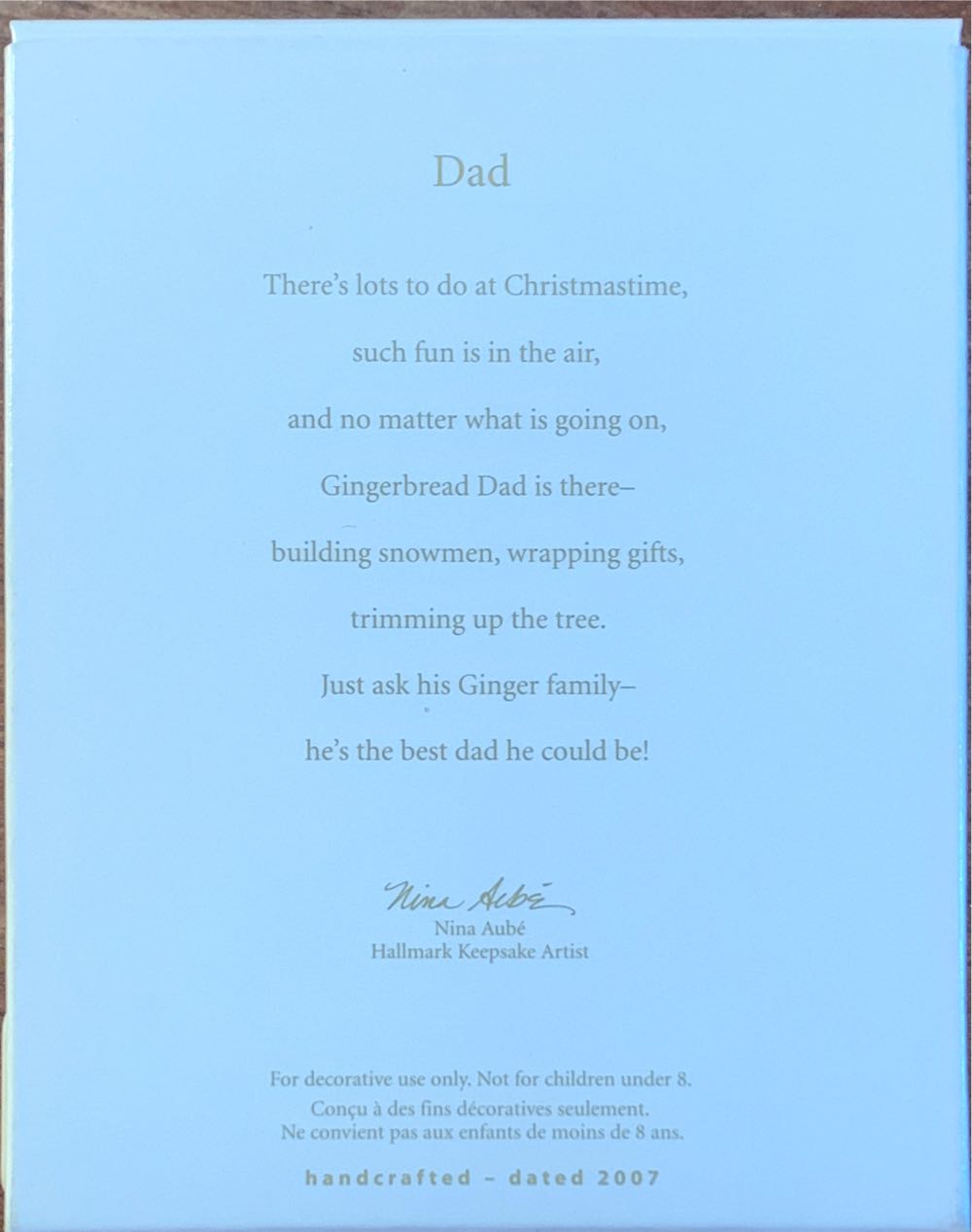 Dad 2007  (Family) ornament collectible [Barcode 015012984743] - Main Image 2