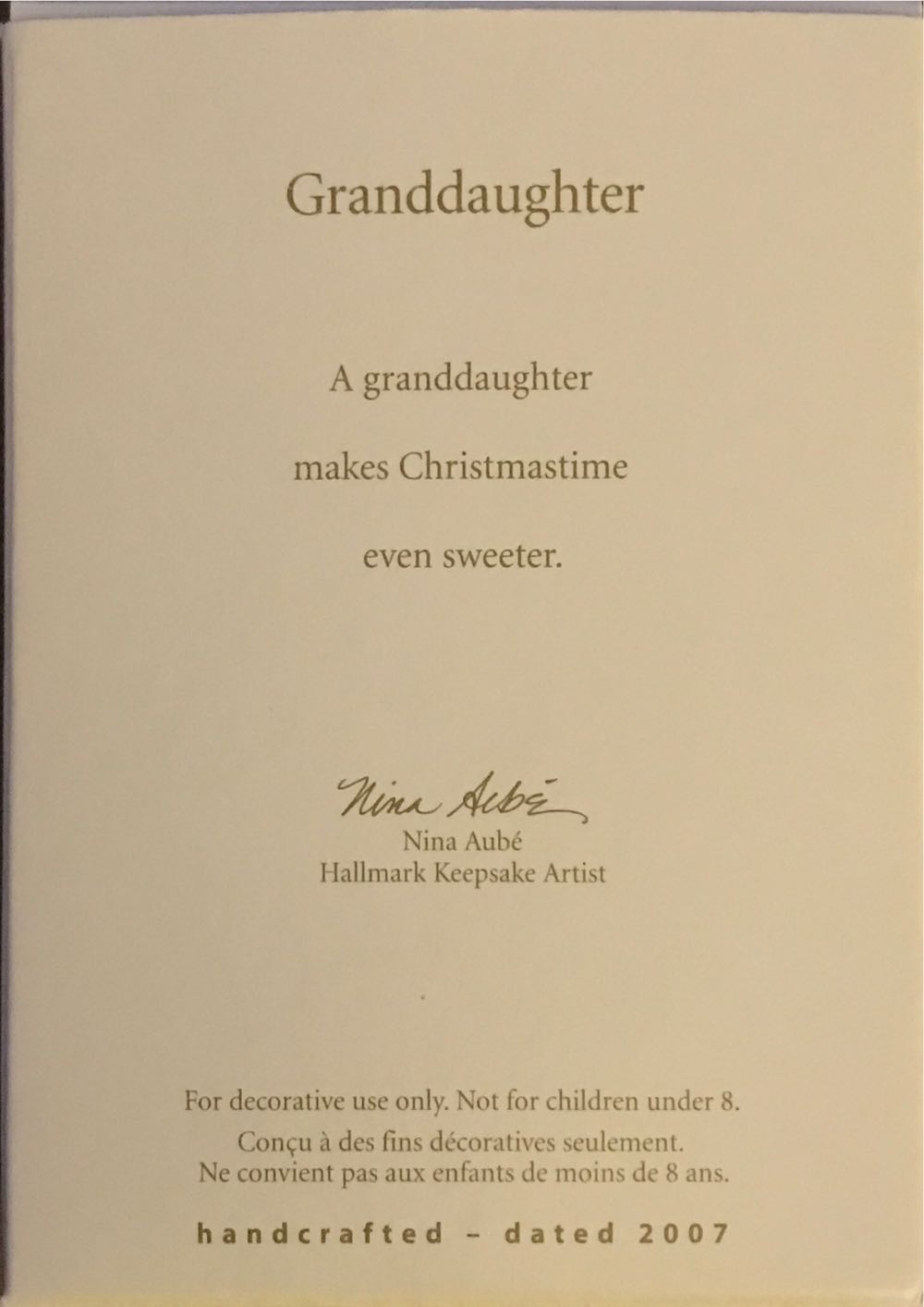 Granddaughter - Family (Snowman) ornament collectible [Barcode 015012984774] - Main Image 3