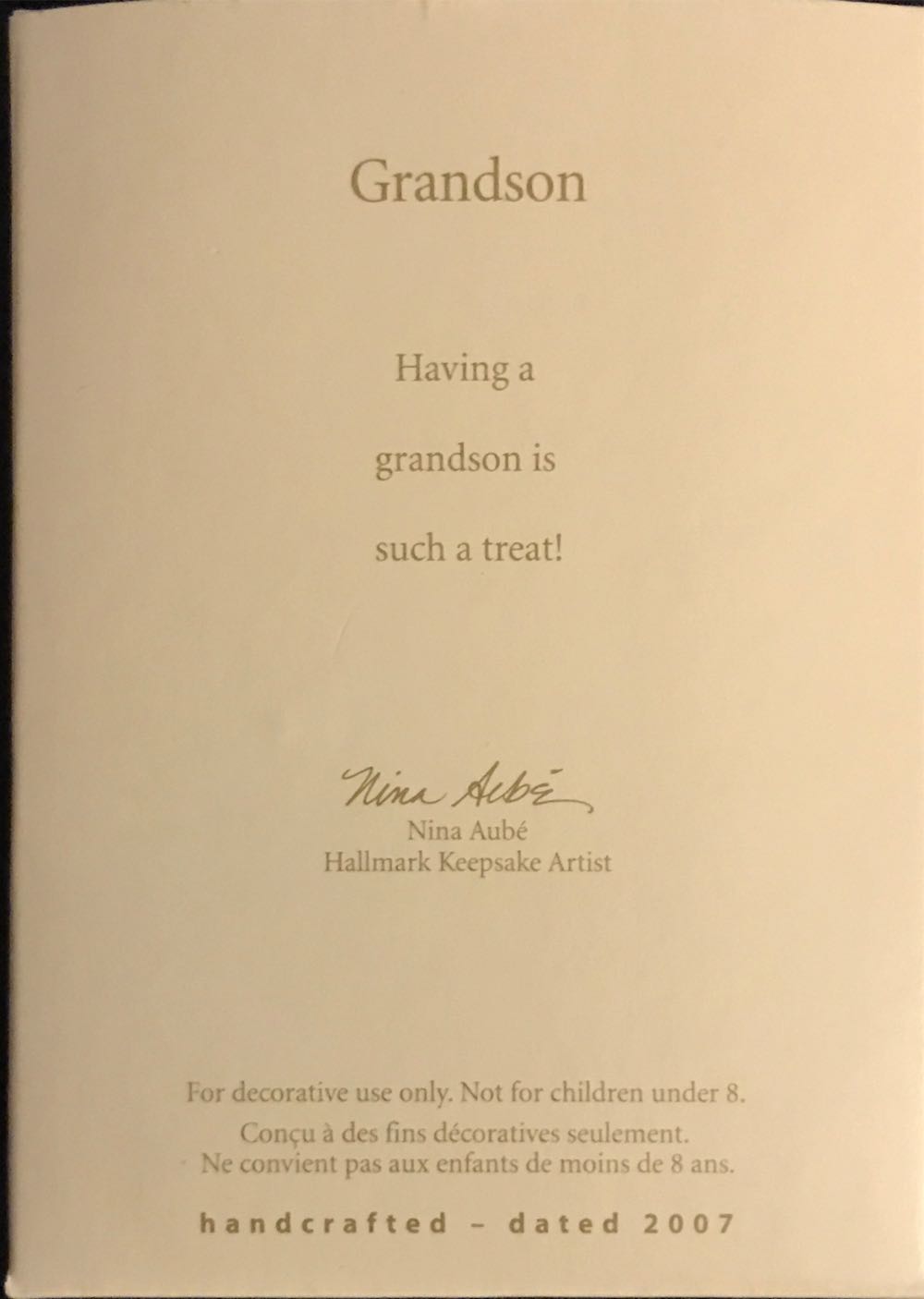 Grandson 2007 - Family ornament collectible [Barcode 015012984781] - Main Image 2