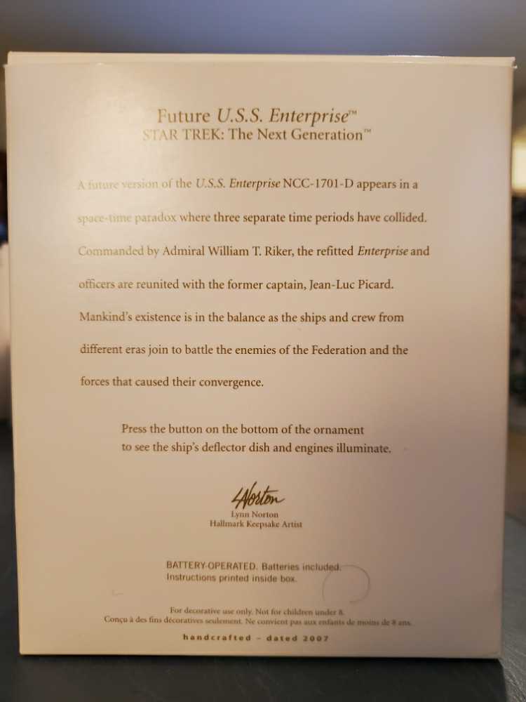 Future U.S.S. Enterprise - Star Trek: The Next Generation (Star Trek) ornament collectible [Barcode 015012985108] - Main Image 2