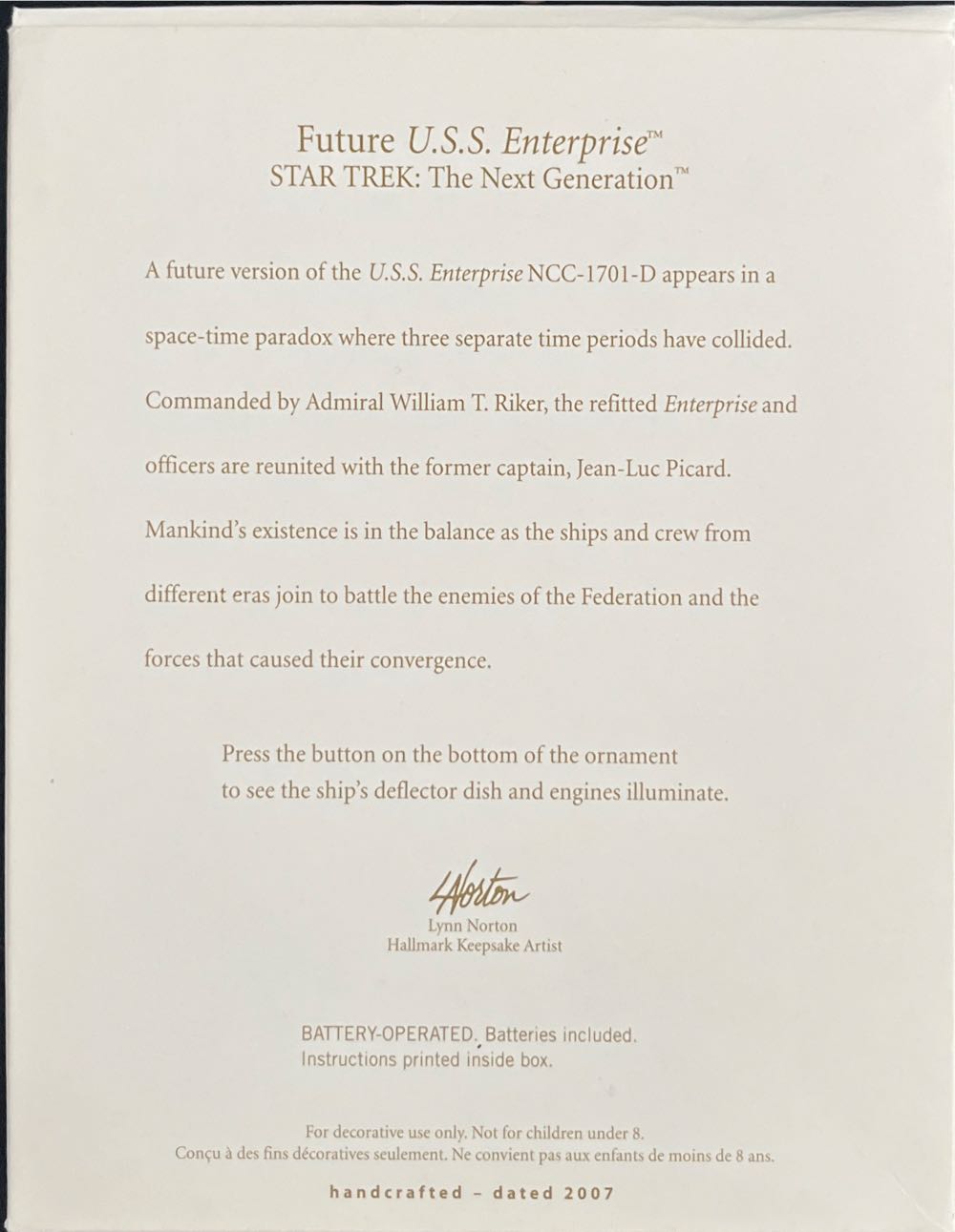 Future U.S.S. Enterprise - Star Trek: The Next Generation (Star Trek) ornament collectible [Barcode 015012985108] - Main Image 4