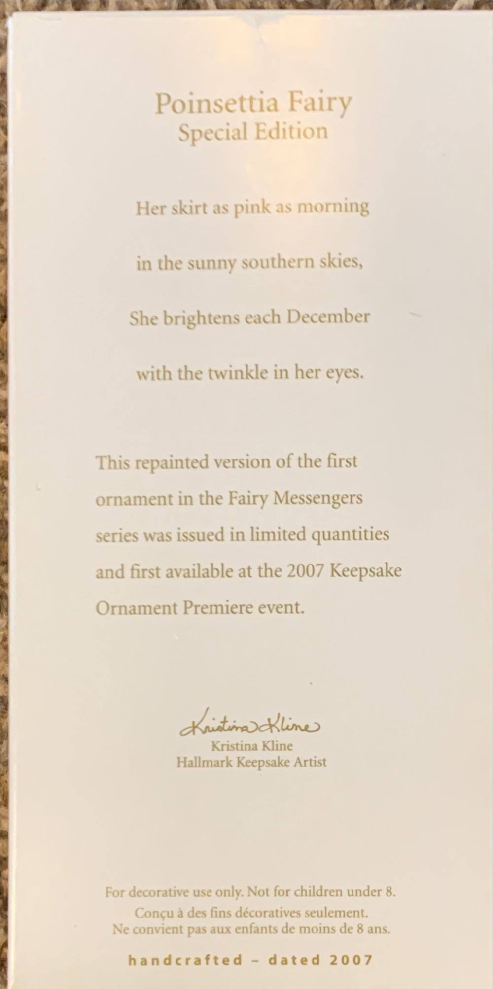 Poinsettia Fairy Limited Quantity Repaint - Fairy Messengers (Fairy) ornament collectible [Barcode 015012985146] - Main Image 2