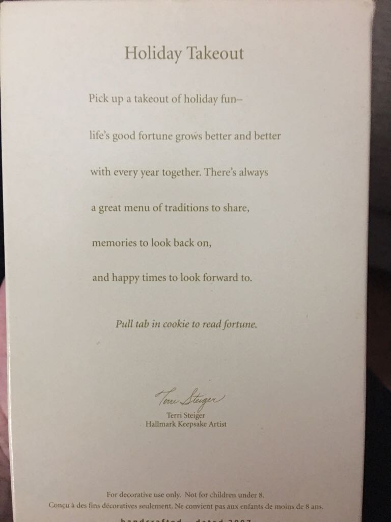 Holiday Takeout  ornament collectible [Barcode 015012985917] - Main Image 2