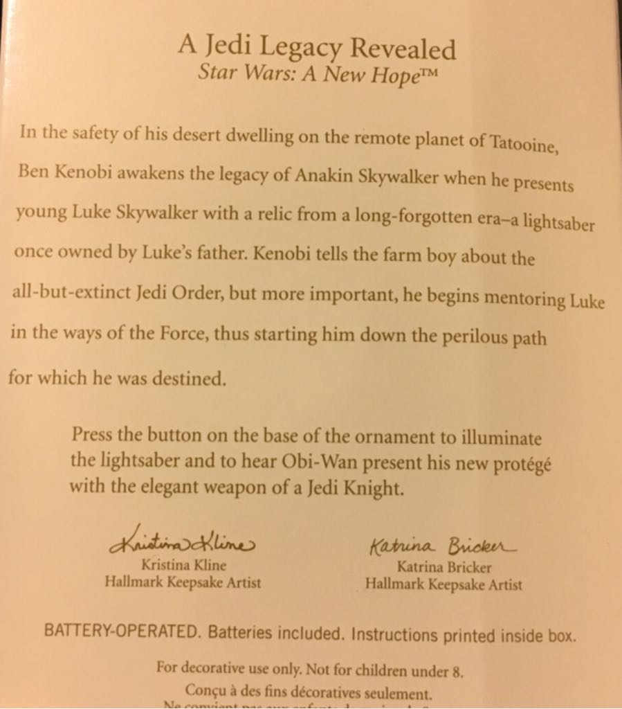 A Jedi Legacy Revealed - Keepsake (Star Wars) ornament collectible [Barcode 015012986495] - Main Image 2