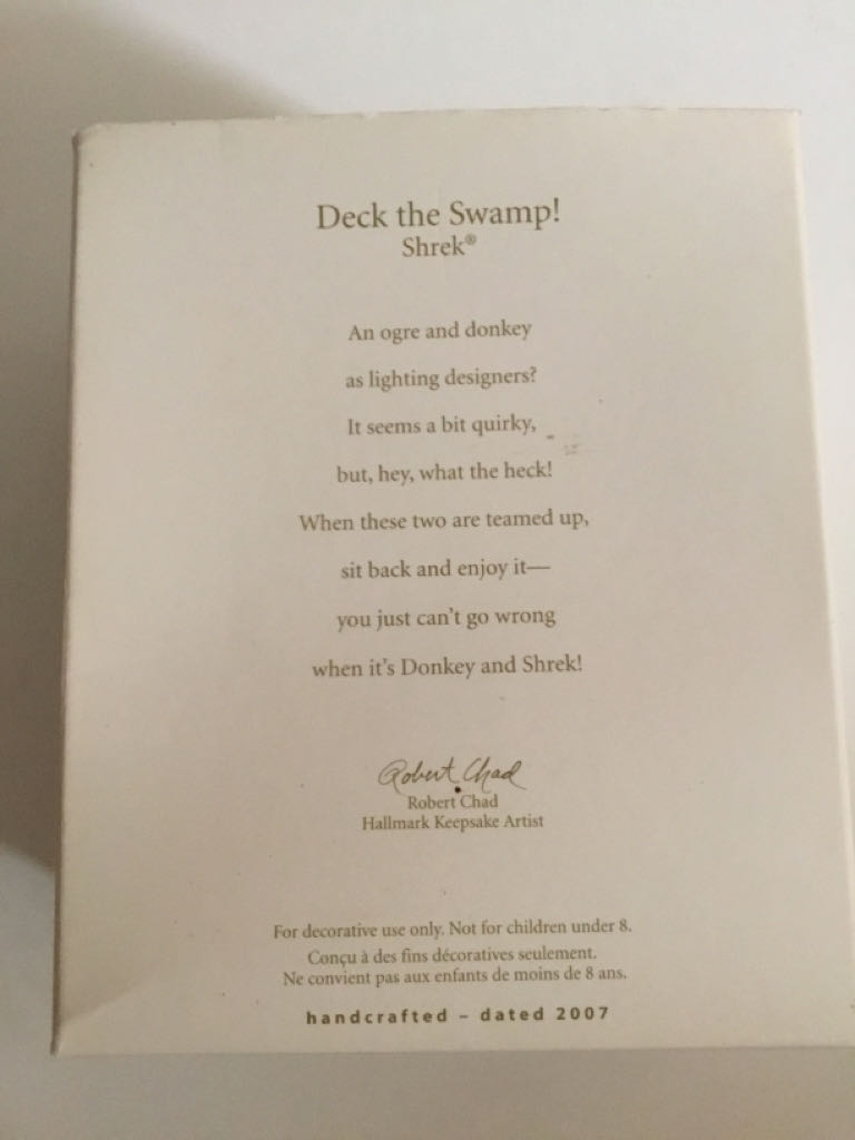 Deck the Swamp! - Shrek (Hallmark Keepsake) ornament collectible [Barcode 015012987447] - Main Image 2