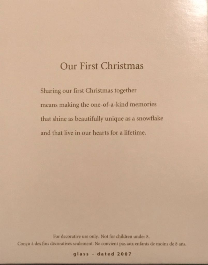 Our First Christmas Together  ornament collectible [Barcode 015012988864] - Main Image 2