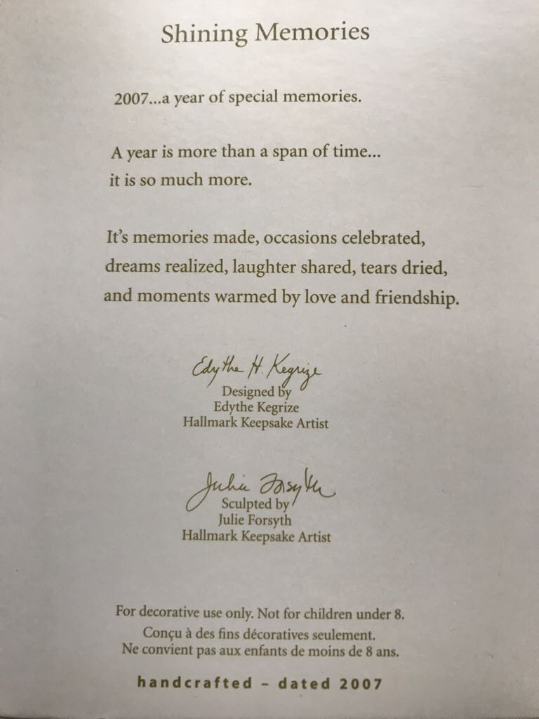 Shining Memories 2007  (Snowflake) ornament collectible [Barcode 015012992410] - Main Image 2