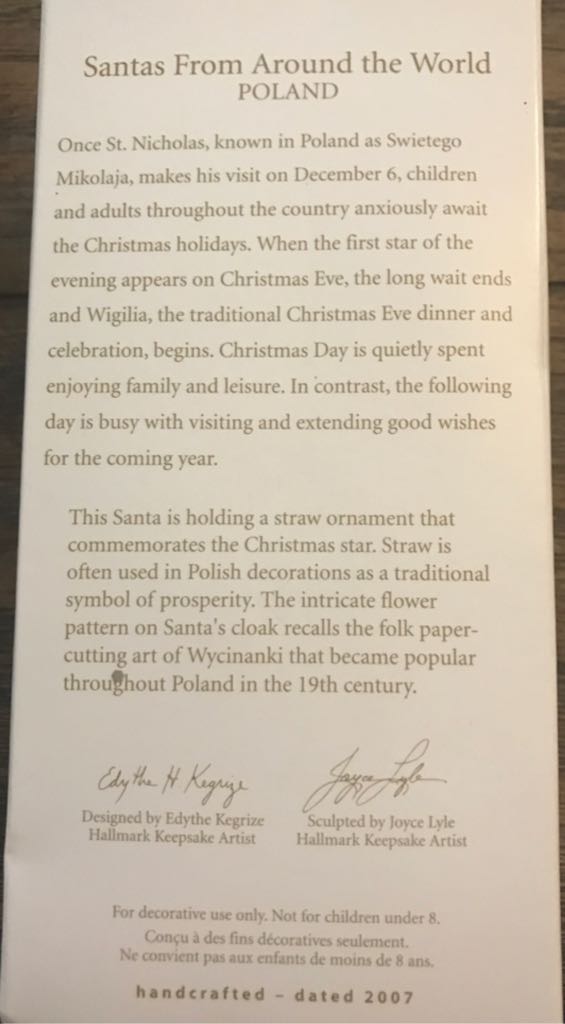 Santa’s From Around The World - Poland Santa - Santas From Around The World (Santa, World) ornament collectible [Barcode 015012992755] - Main Image 2