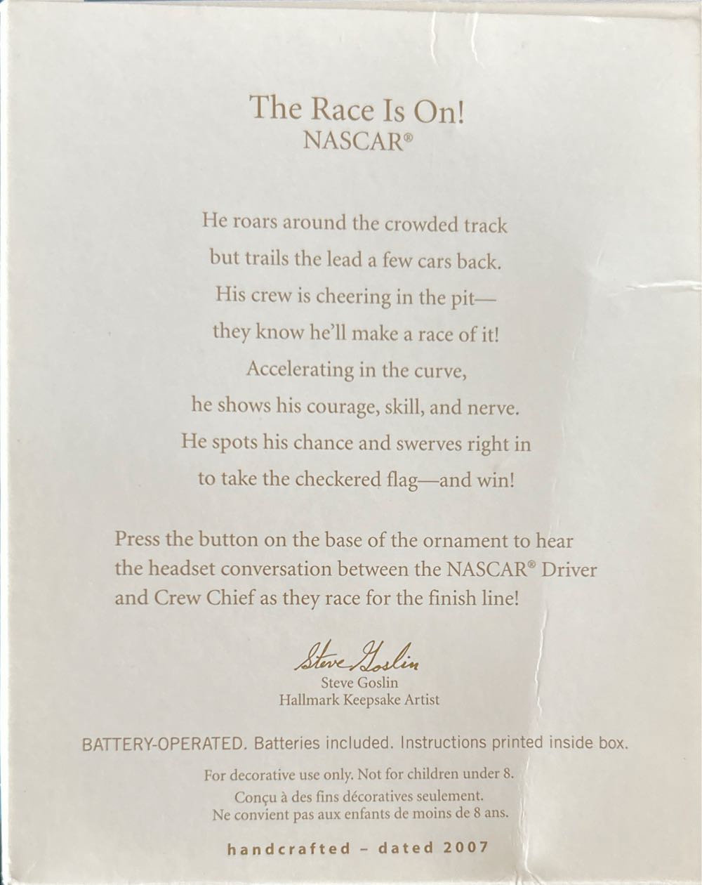 The Race Is On! - Nascar (Keepsake Ornament) ornament collectible [Barcode 015012994957] - Main Image 2