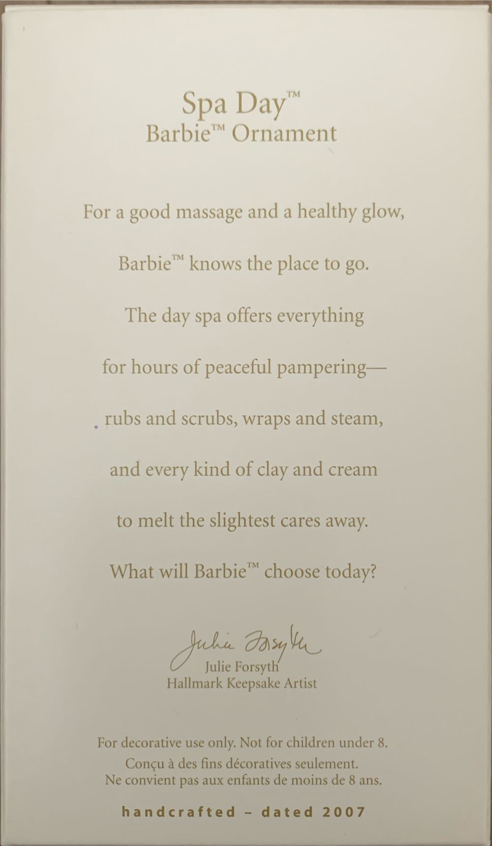 Barbie Spa Day - Barbie Ornament (Barbie) ornament collectible [Barcode 015012995442] - Main Image 2