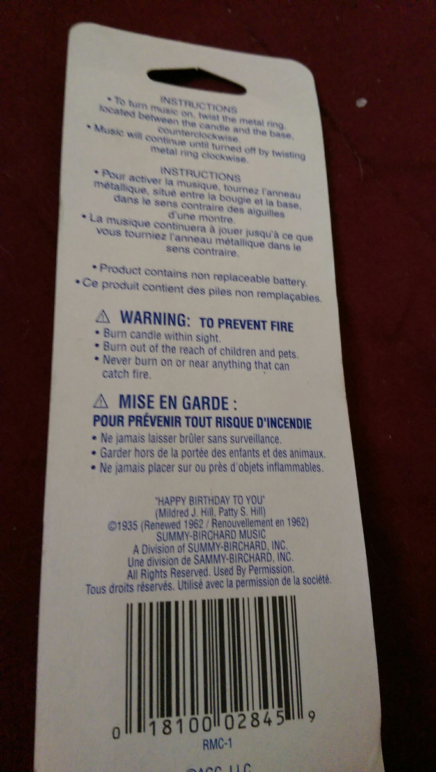 Musical Birthday Candle  (Candles) ornament collectible [Barcode 018100028459] - Main Image 2