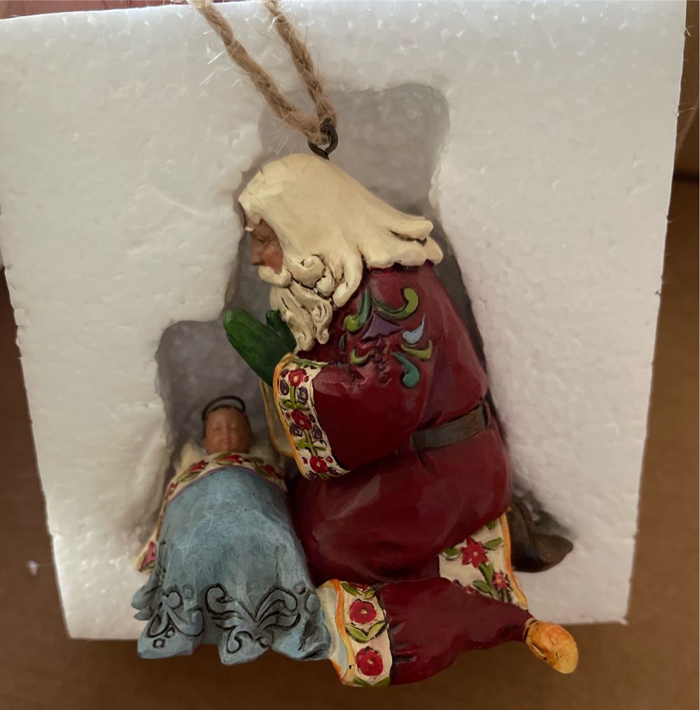 Santa With Baby Jesus - Jim Shore Heartwood Creek ornament collectible [Barcode 045544215312] - Main Image 3