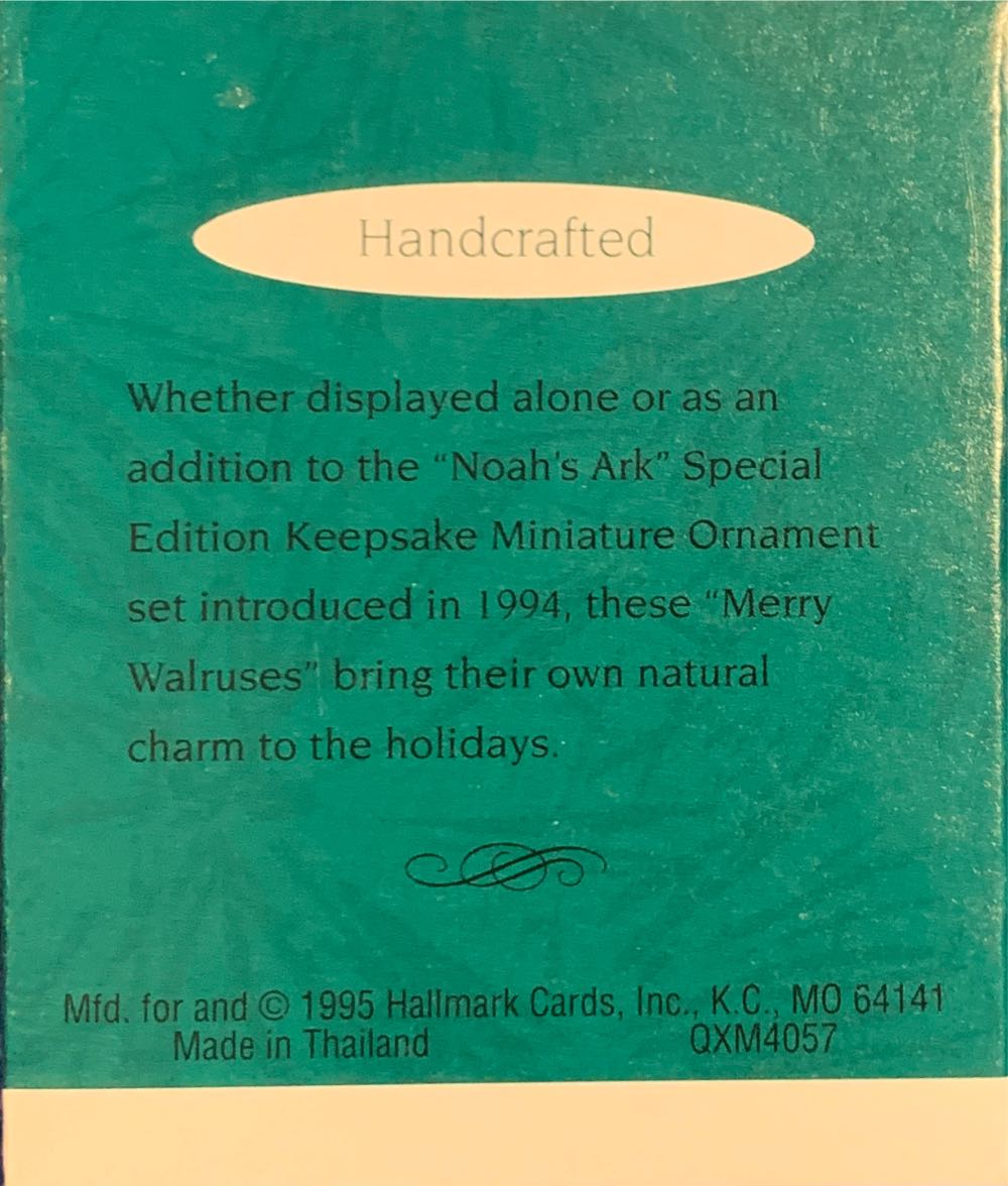 MNA1995 Merry Walruses - Noah’s Ark Miniature (Noah’s Ark) ornament collectible [Barcode 015012213256] - Main Image 2